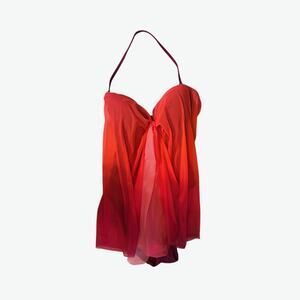 Lauren Ralph Lauren Flyaway Swimsuit Convertible Neck Red Ombré Womens sz 10